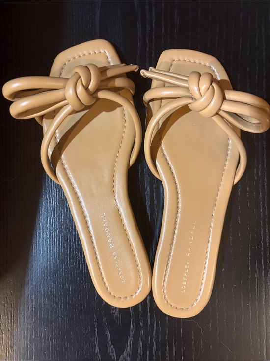 Loeffler Randall Shoes - Loeffler Randall Camel Knot-Detail Leather Slide Sandals